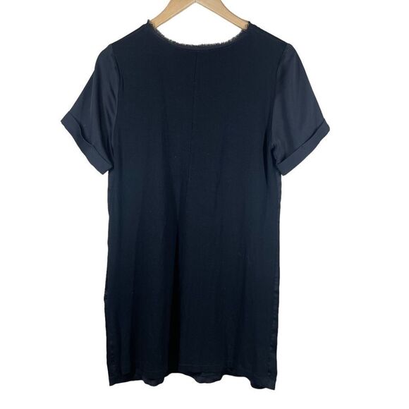 Zara Black Satin Short Sleeve Pocket Tee Size M Eyelash Hem Lightweight - Picture 2 of 11